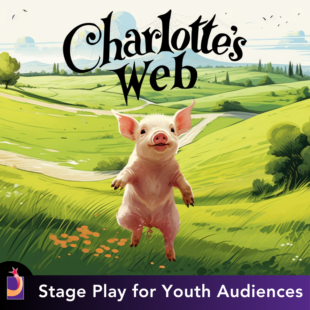 pink pig in front of green hills with text that read's charlotte's web